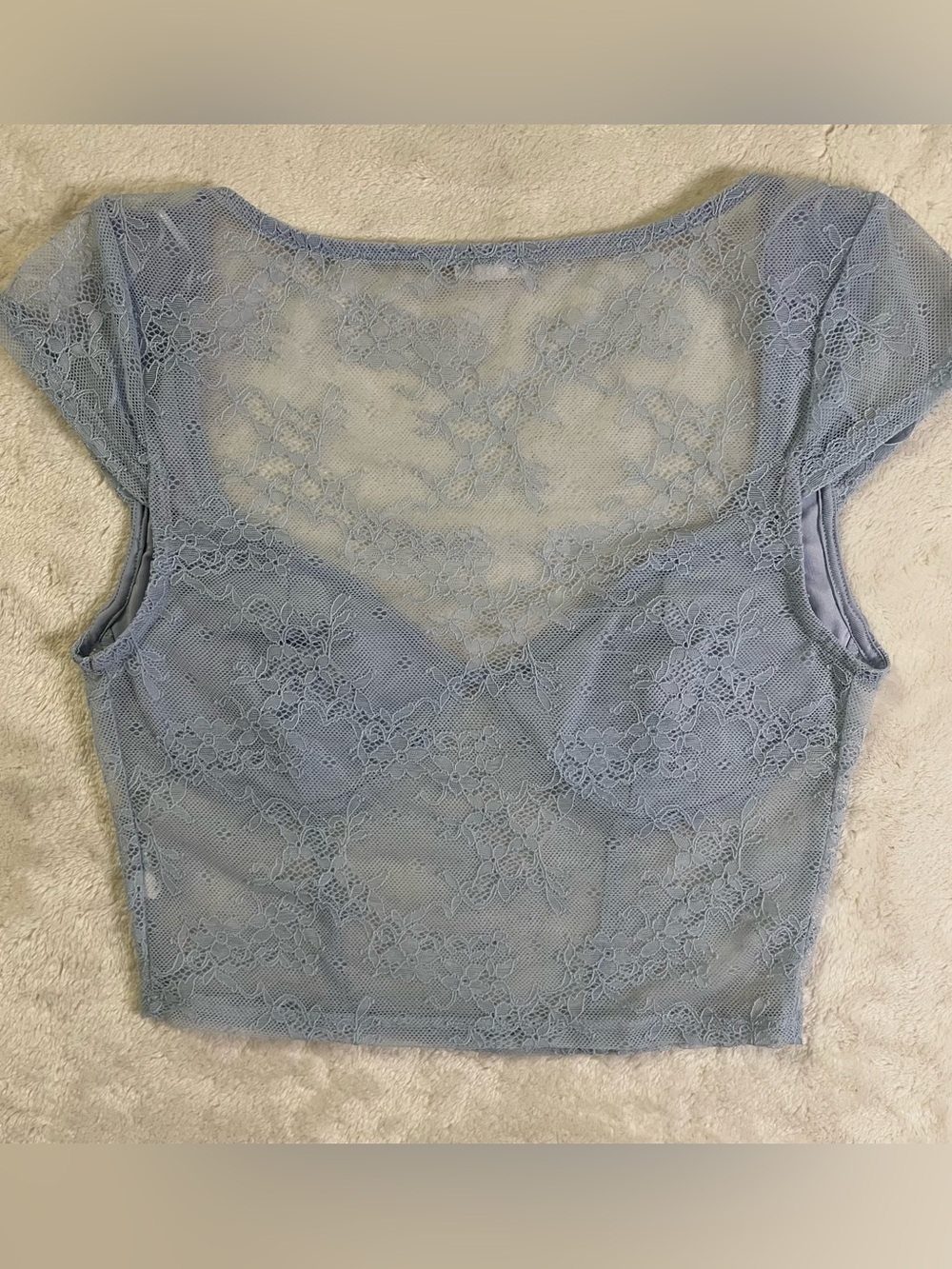 Garage Baby Blue Sheer Lace Crop Top size S - Picture 8 of 8